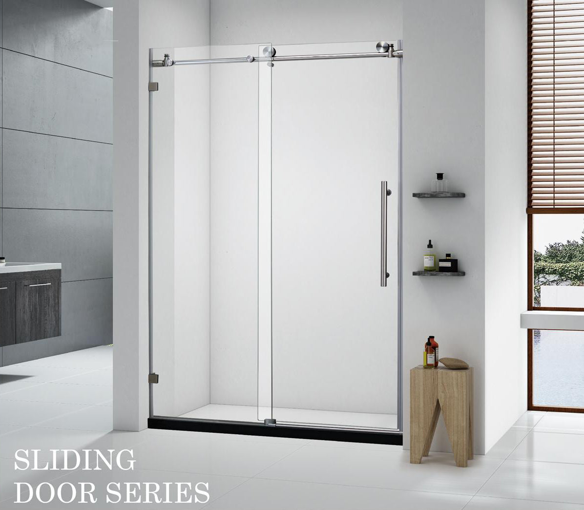 Walk-in Shower Tempered Glass Door, Stainless Steel Frame, 60x72 inch BWS-1003 - Paradise Decor - TX