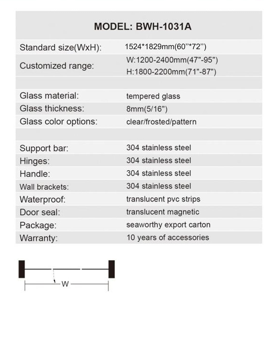 Walk-in Shower Tempered Glass Door, Stainless Steel Frame 60x72 inch BWH-1031A - Paradise Decor - TX