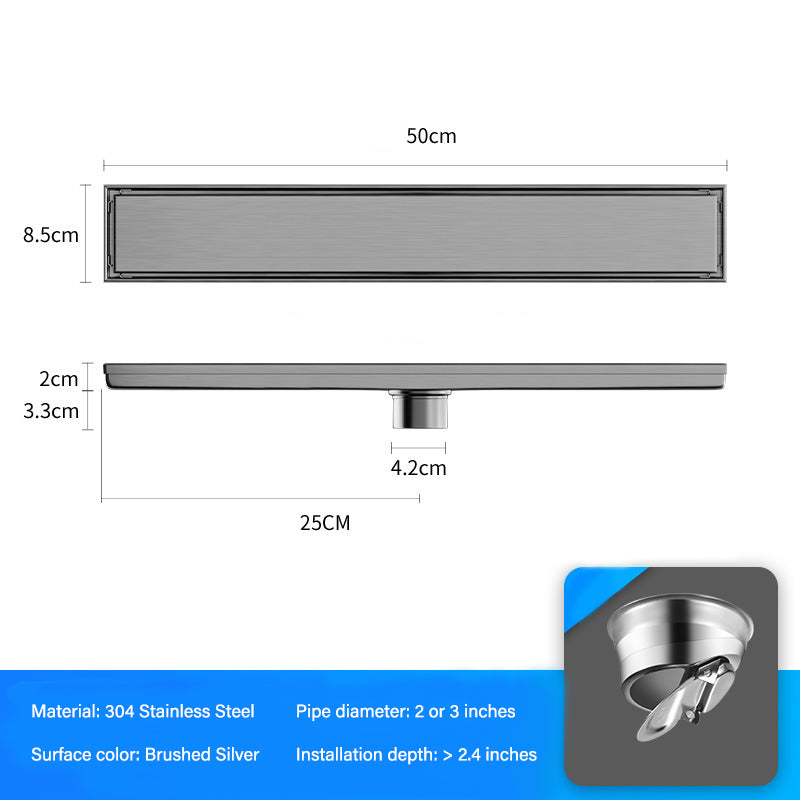 Linear Shower Drain with Tile Insert Grate, Professional Brushed 304 Stainless Steel Rectangle Shower Floor Drain - Paradise Decor - TX