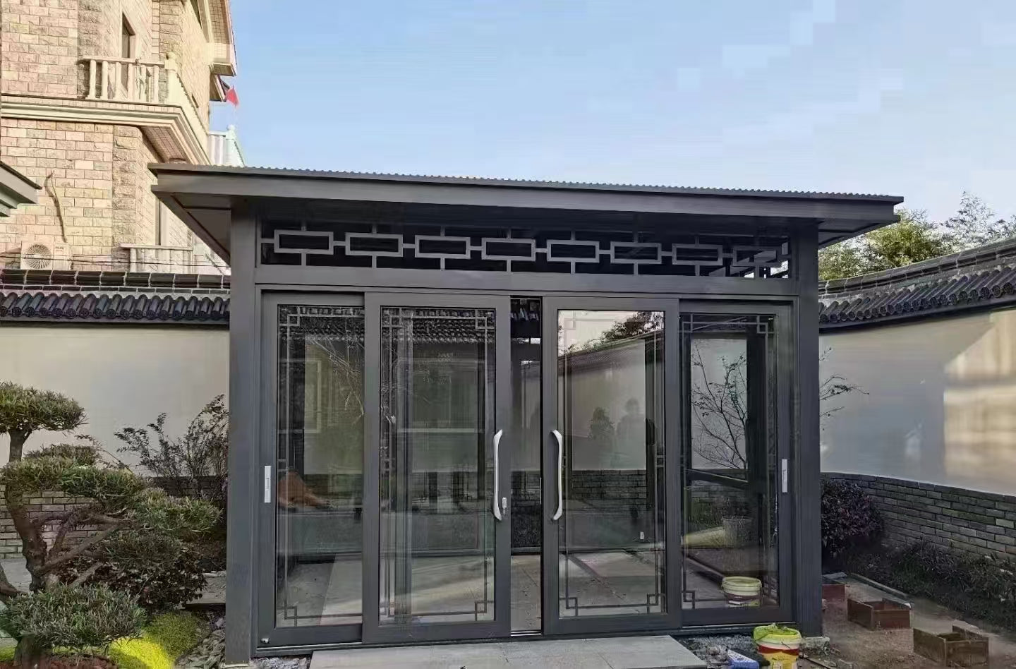 Asian Luxury Aluminum Pergola 10'x13' Black - Paradise Decor - TX