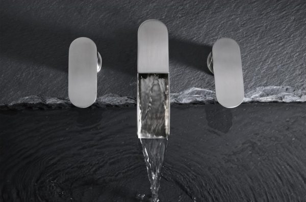 Bathroom Split Basin Faucet, Three Hole Two Handle Waterfall Modern Bathroom Faucet, with Water Supply Line JQ-2001LS - Image 3