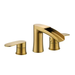 Bathroom Split Basin Faucet, Three Hole Two Handle Waterfall Modern Bathroom Faucet, with Water Supply Line JQ-2001LS