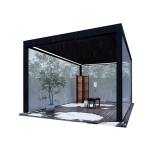 Louvered-roof Pergola with shade screen & remote control